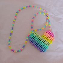 Fashion Colorful Candy Colors Acrylic Geometric Beaded Woven Love Crossbody Bag