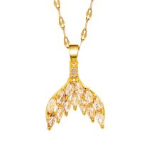 Fashion Gold Copper Inlaid Zirconium Fishtail Necklace