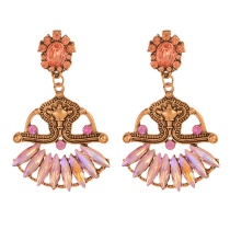 Fashion Pink Alloy Diamond Geometric Pattern Earrings
