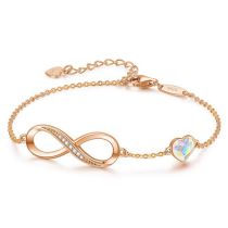 Fashion Rose Gold Bracelet-color Copper And Diamond Love Heart And Diamond 8-figure Bracelet