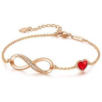 Fashion Rose Gold-red Diamond Minimum Order 100 Copper And Diamond Love Heart And Diamond 8-figure Bracelet