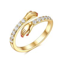 Fashion Gold Ring-with Diamonds Copper And Diamond Geometric Hug Ring