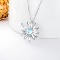 Fashion Silver Copper And Diamond Sun Necklace