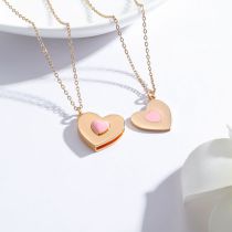 Fashion Pink Oil + Rose Gold Copper Diamond Love Necklace