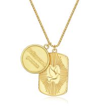 Fashion Square Card Gold Gold-plated Copper Geometric Dove Square Necklace