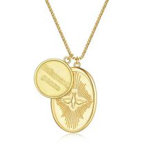 Fashion Gold Medal Gold Plated Copper Geometric Dove Oval Necklace