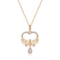 Fashion Rose Gold Copper And Diamond Love Angel Necklace