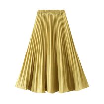 Fashion Yellow Polyester Pleated Skirt