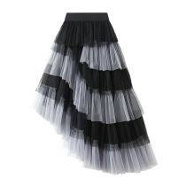 Fashion Grey Irregular Mesh Skirt