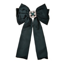 Fashion Dark Green Fabric Diamond-encrusted Multi-layered Bow Hairpin
