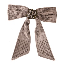 Fashion Grey Fabric Diamond Studded Bow Hairpin
