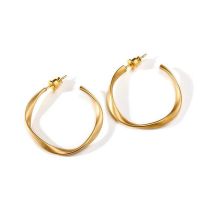 Fashion 32*35mm Gold Metal Twisted C-shape Earrings