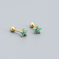 Fashion Gold Color (blue Turquoise) Silver Diamond Flower Piercing Nails