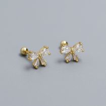 Fashion Gold Color Silver Diamond Bow Piercing Nails