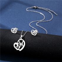 Fashion 3# Stainless Steel Geometric Necklace And Earrings Set