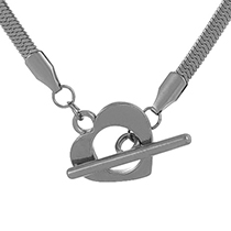 Fashion Silver Titanium Steel Love Pendant Snake Bone Chain Necklace