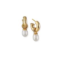Fashion Gold Copper Inlaid Diamond Pearl C-shaped Earrings
