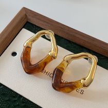 Fashion Gold Geometric Amber Irregular Stud Earrings