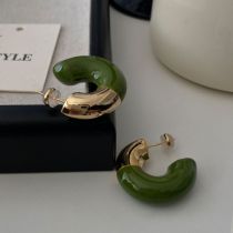 Fashion Green Copper Geometric C-shaped Earrings