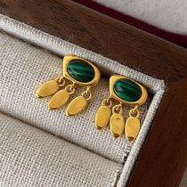 Fashion Gold Peacock Drop Tassel Earrings