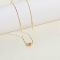 Fashion Orange Copper Diamond Round Necklace