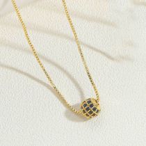 Fashion Royal Blue Copper Diamond Round Necklace