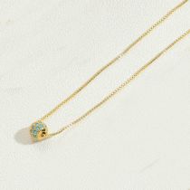 Fashion Blue Copper Diamond Round Necklace