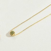 Fashion Green Copper Diamond Round Necklace
