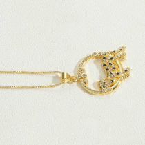 Fashion Black Leopard Copper And Diamond Leopard Necklace