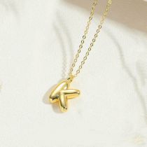 Fashion Letter K Gold Plated Copper 26 Letter Necklace