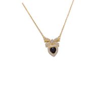 Fashion Black - Bow Zircon Love Necklace (thick Real Gold Plating) Copper Inlaid Zirconium Bow Love Necklace