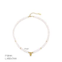 Fashion Gold Necklace Kn282943-z Geometric Pearl Beads Necklace