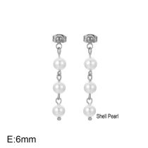 Fashion Steel Earrings Ke112572-z Geometric Pearl Bead Earrings