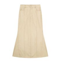 Fashion Khaki Blended Seam Fishtail Skirt