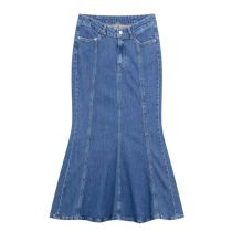 Fashion Blue Denim Fishtail Skirt