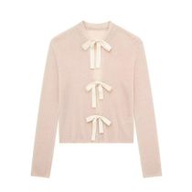 Fashion Pink Knitted Lace-up Jacket