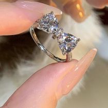 Fashion 5# Alloy Diamond Bow Open Ring