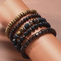 Fashion Black Geometric Beaded Men's Bracelet