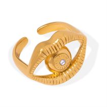 Fashion Gold Gold-plated Titanium Steel And Diamond Geometric Lip Opening Bracelet