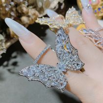 Fashion Silver Copper Diamond Wings Ring