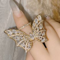 Fashion Gold Copper Diamond Wings Ring