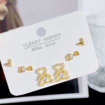 Fashion 19# Copper And Diamond Geometric Earrings Set