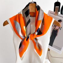 Fashion Orange Polyester Printed Silk Scarf