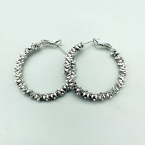 Fashion Silver 4cm Metal Irregular Round Earrings