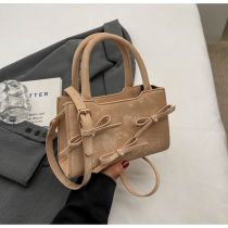 Fashion Khaki Pu Velvet Large Capacity Crossbody Bag
