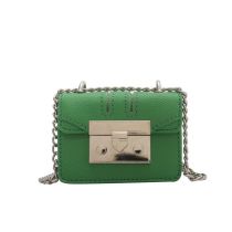 Fashion Small Green Pu Lock Flap Crossbody Bag