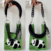 Fashion Thick Black Cotton-filled Chain - Chain Can Be Carried On The Back (bag Not Included) Polyester Knitted Printed Tote Bag