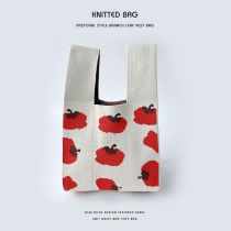 Fashion Persimmon Persimmon Ruyi Polyester Printed Knitted Tote Bag