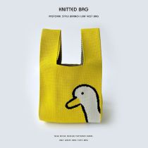 Fashion Little Yellow Duck Polyester Printed Knitted Tote Bag