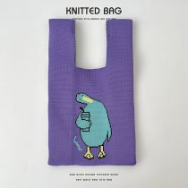 Fashion Purple Duck Polyester Knitted Printed Tote Bag